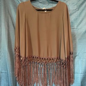 Green Chiffon Tassel Blouse